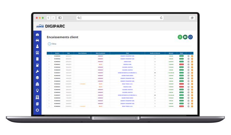 Record and track your customer and supplier payments on your centralized DIGIPARC system!