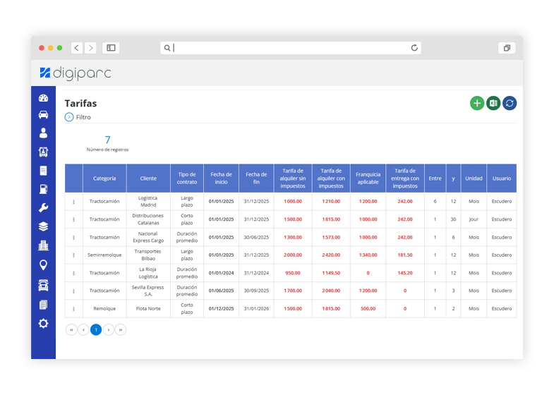 Con DIGIPARC, controle sus precios configurándolos por temporada, vehículo y cliente