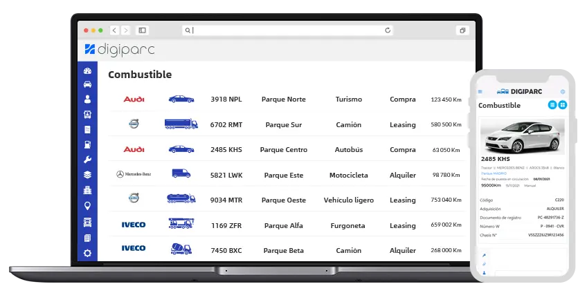 Mejore el control de los datos relacionados con su flota con las fichas de vehículos de DIGIPARC