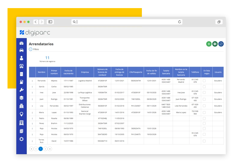 Disfrute de una gestión completa de clientes con DIGIPARC