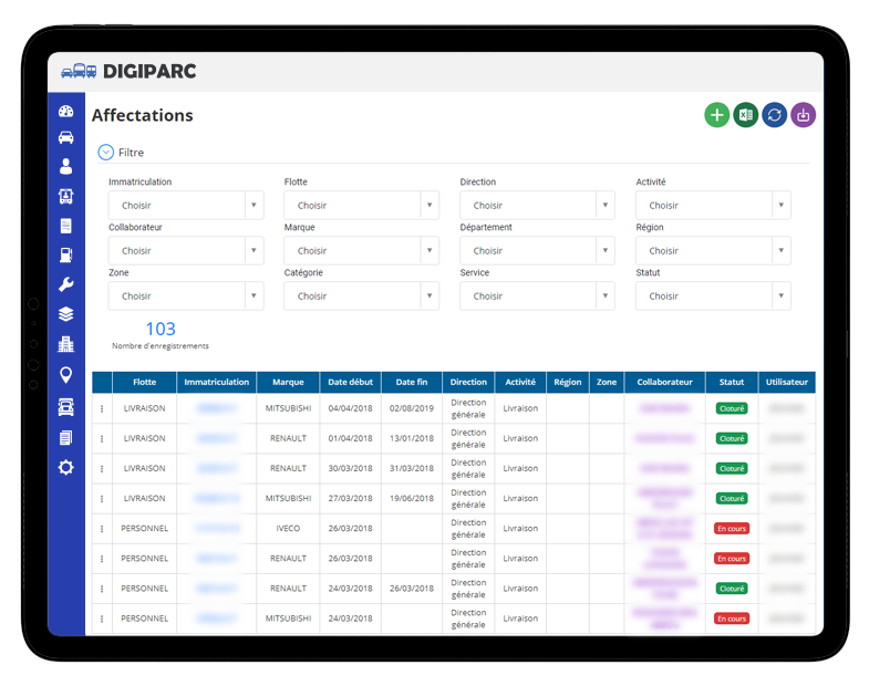 Conformité et alertes Digiparc