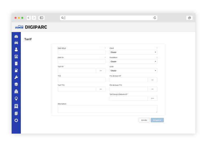 Set the rates for your transport services by goods, by routes, by season and/or by customer!