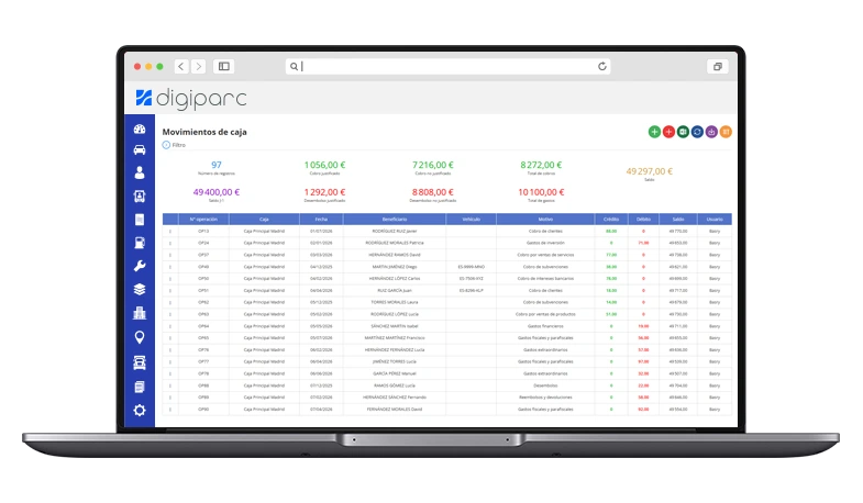 ¡Disponga de su saldo progresivo de caja en tiempo real en DIGIPARC!
